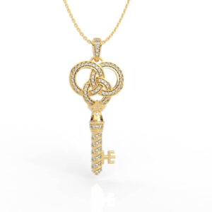 Celtic Knot Diamond Key Pendant Necklace Model PD-PV-RO-FS-0029