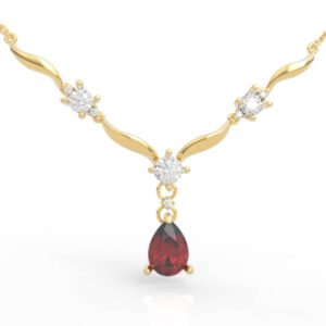 Diamond V-Shape Pendant Necklace with Pear Drop Model PD-SP-PE-FS-0001