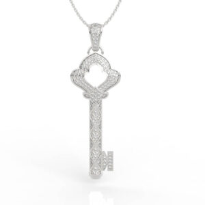 Four Leaf Clover Key Diamond Necklace Model PD-PV-RO-FL-0015