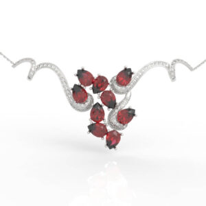 Dazzling Gemstone Cluster Necklace Pendant Model