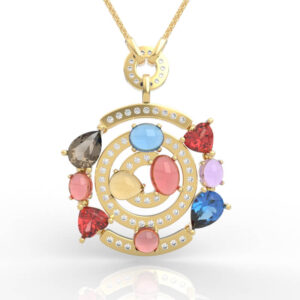 Multi Gemstone Pendant 3D Model PD-PV-PE-OV-0002