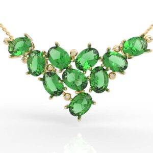 Oval Gemstone Cluster Necklace 3D Model PD-PV-OV-FS-0002