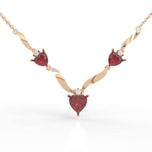 Three Heart Gemstone V-Necklace 3D Model PD-SP-RO-HS-0012