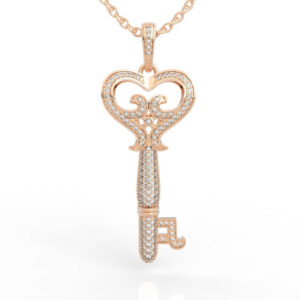 Baroque Heart Key Diamond Pendant PD-PV-RO-HS-0008