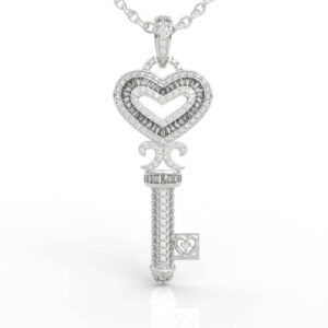 Diamond Heart Key Pendant Necklace PD-PV-RO-HS-0009