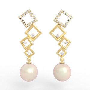 Diamond Square Pearl Drop Earrings ER-SP-PL-FS-0009