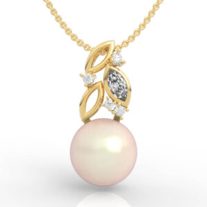 Leaf Design Pearl Diamond Pendant PD-SP-PL-FL-0003
