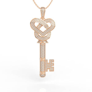 Love Heart Key Diamond Pendant Model PD-PV-RO-HS-0007