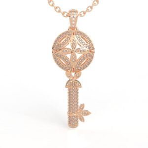 Vintage Key Charm Diamond Pendant PD-PV-RO-FS-0031