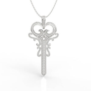 baroque heart diamond key pendant model PD-PV-RO-HS-0006