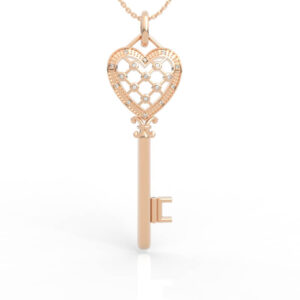 heart key diamond pendant Model PD-SP-RO-HS-0013