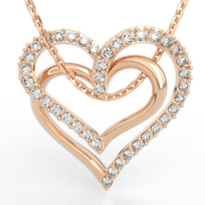 Double Heart Diamond Pendant PD-SP-RO-HS-0014