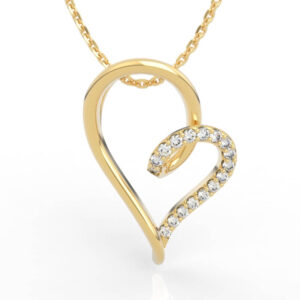 Half Pave Heart Necklace PD-SP-RO-HS-0016