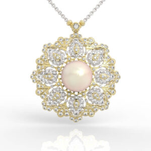 Vintage Flower Pearl Diamond Pendant PD-PV-PL-VT-0002