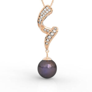 12mm Pearl Diamond Wave Pendant Necklace PD-PV-PL-FS-0026
