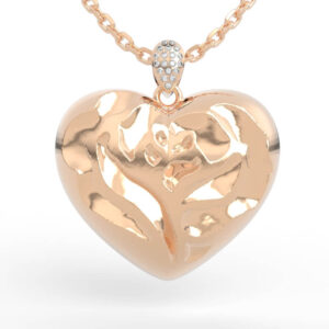 Engraved Flower Heart Necklace PD-SP-RO-HS-0018