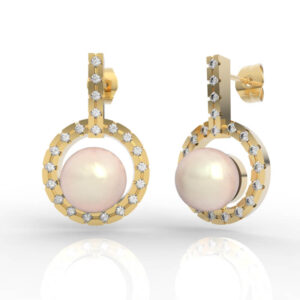 Pearl Diamond Circle Stud Earrings ER-PV-PL-FS-0011