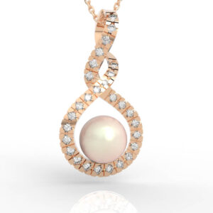 Pearl Diamond Infinity Twist Pendant Necklace PD-PV-PL-FS-0025