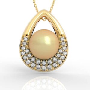 Pearl Diamond Teardrop Pendant Necklace PD-SP-PL-FS-0017