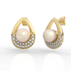 Pearl Diamond Teardrop Stud Earrings ER-SP-PL-FS-0010