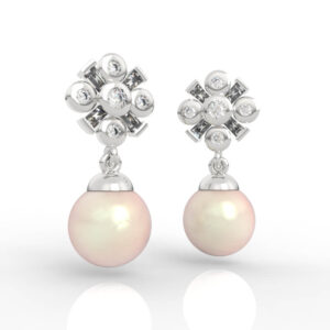Art Deco Diamond Pearl Earring ER-PV-PL-FL-0009