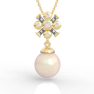 Art Deco Diamond Pearl Pendant PD-PV-PL-FL-0006