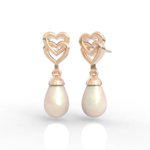 Double Heart Pearl Drop Earrings 3D Model ER-NP-PL-HS-0001