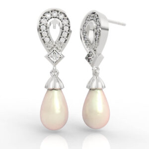 Horseshoe Pearl Drop Earrings Diamond ER-PV-PL-FS-0020