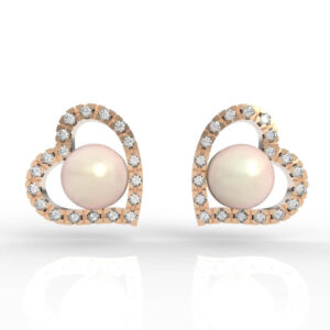Pearl Heart Stud Earrings Diamond ER-PV-PL-HS-0003