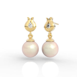 Tulip Pearl Stud Earrings 3D Model ER-SP-PL-FL-0001