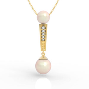 Two Pearl Diamond Bar Necklace PD-PV-PL-FS-0036