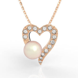 diamond heart pearl pendant PD-PV-PL-HS-0002