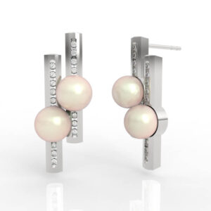 double pearl bar stud earrings ER-PV-PL-FS-0017