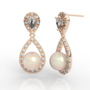 pearl diamond halo drop earrings ER-PV-PL-PE-0002