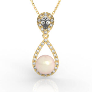 pearl diamond halo pendant necklace PD-PV-PL-PE-0002