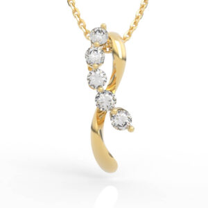 Five Diamond Flowing Curve Pendant PD-SP-RO-FS-0065