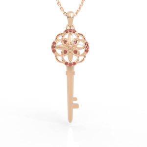 Floral Key Necklace Diamond PD-SP-RO-FL-0024