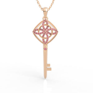 Floral Key Pendant Diamond PD-SP-RO-FL-0023