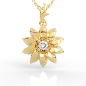 Lotus Flower Diamond Pendant PD-SP-RO-FL-0021