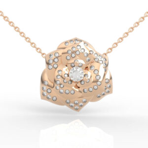3D Rose Cluster Diamond Studs Necklace PD-PV-RO-FL-0031