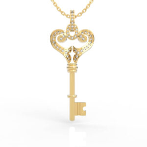 Baroque Key Pendant Diamond Necklace PD-SP-RO-FS-0083