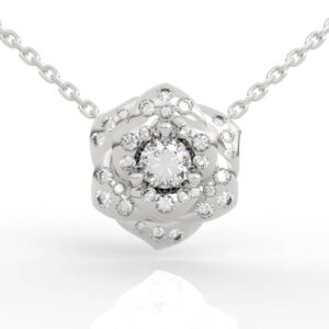 Dainty Rose Diamond Halo Pendant Studs PD-PV-RO-FL-0032