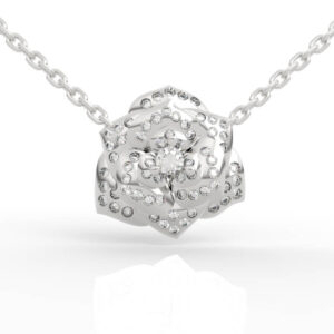 Diamond Rose Flower Pendant Earrings PD-PV-RO-FL-0029