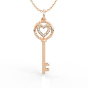 Heart Key Pendant Diamond Necklace PD-SP-RO-HS-0022