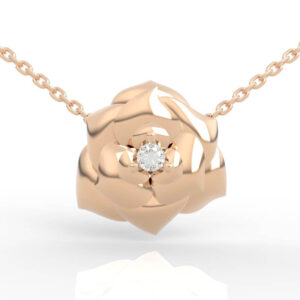 Minimalist Rose Solitaire Diamond Pendant Studs PD-SP-RO-FL-0031