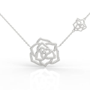 Open Work Rose Flower Pavé Diamond Pendant Necklace PD-PV-RO-FL-0037