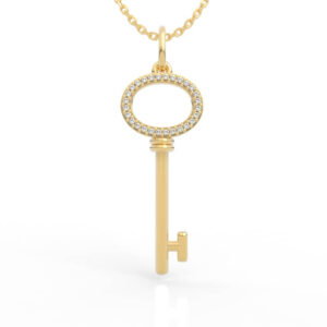 Oval Diamond Key Pendant Necklace PD-SP-RO-FS-0082