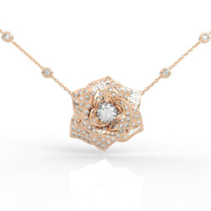 Pavé Diamond Large Rose Floral Pendant PD-PV-RO-FL-0034