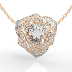 Rose Flower Diamond Cluster Pendant PD-PV-RO-FL-0033