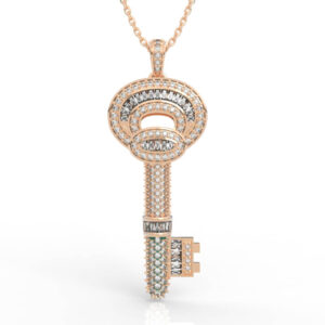 Baguette Diamond Key Pendant Necklace PD-PV-RO-FS-0075